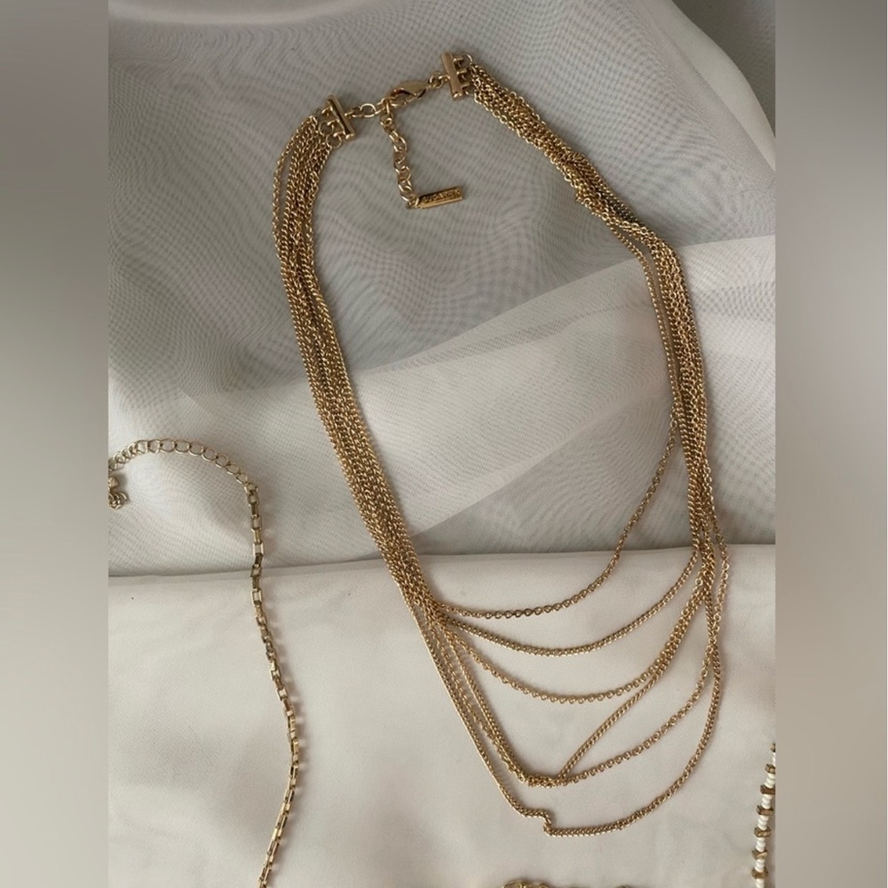 Six layered thin golden chain necklace (discounts on necklace bundles)